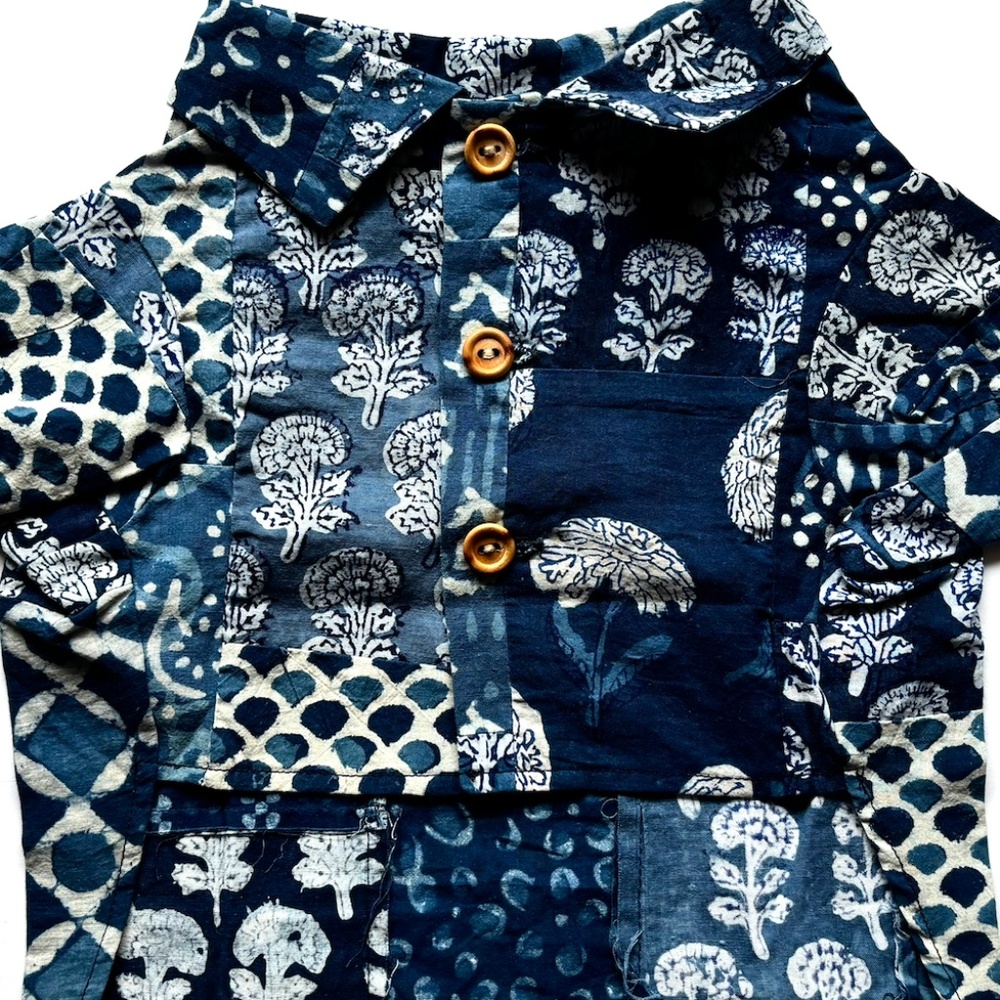 New Patchwork Dog Shirt. Super cute, homemade vintage fabric button down, Medium - Picture 3 of 5